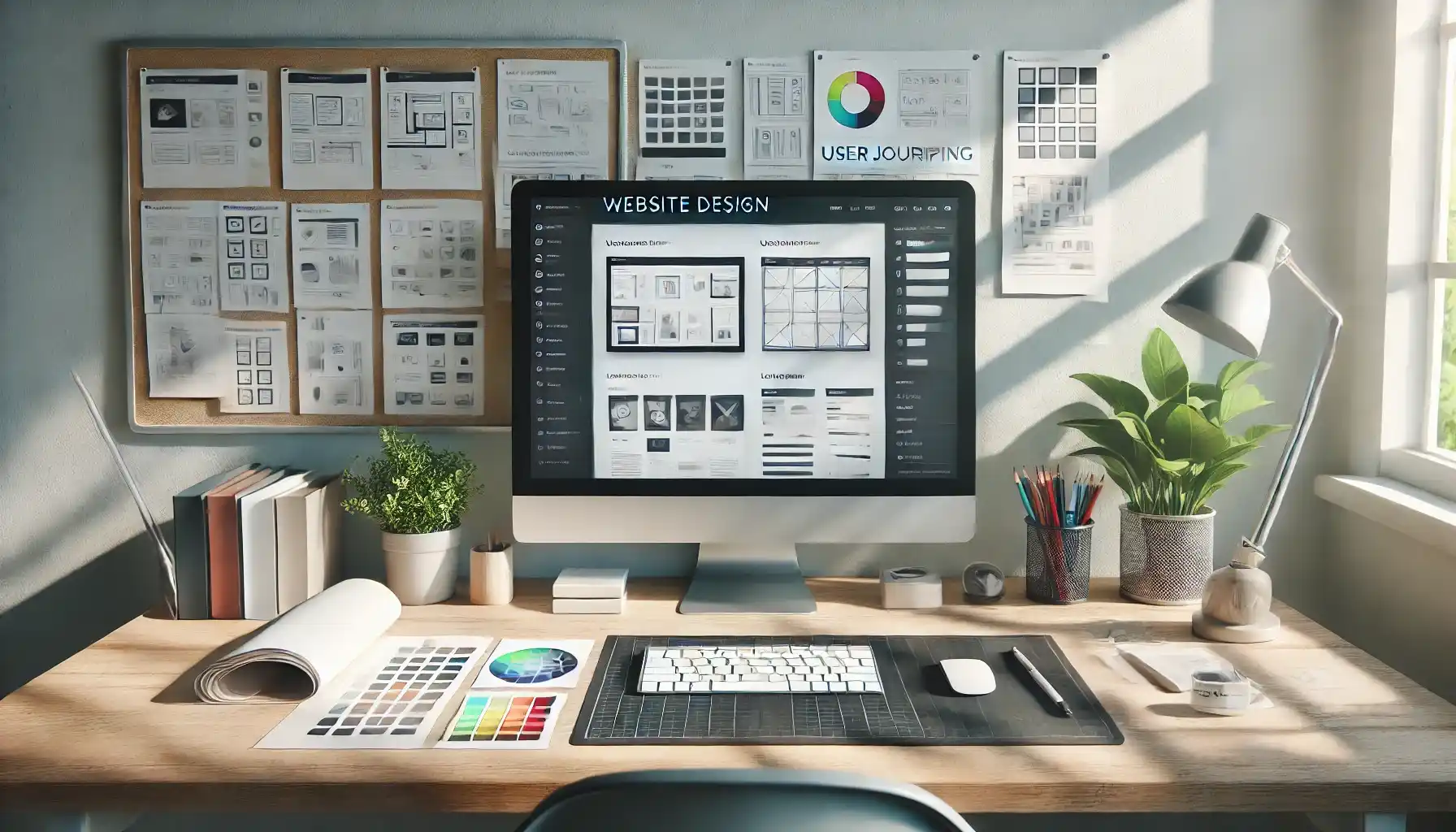 modern website design workspace with a focus on user experience (UX) and user interface (UI) design.