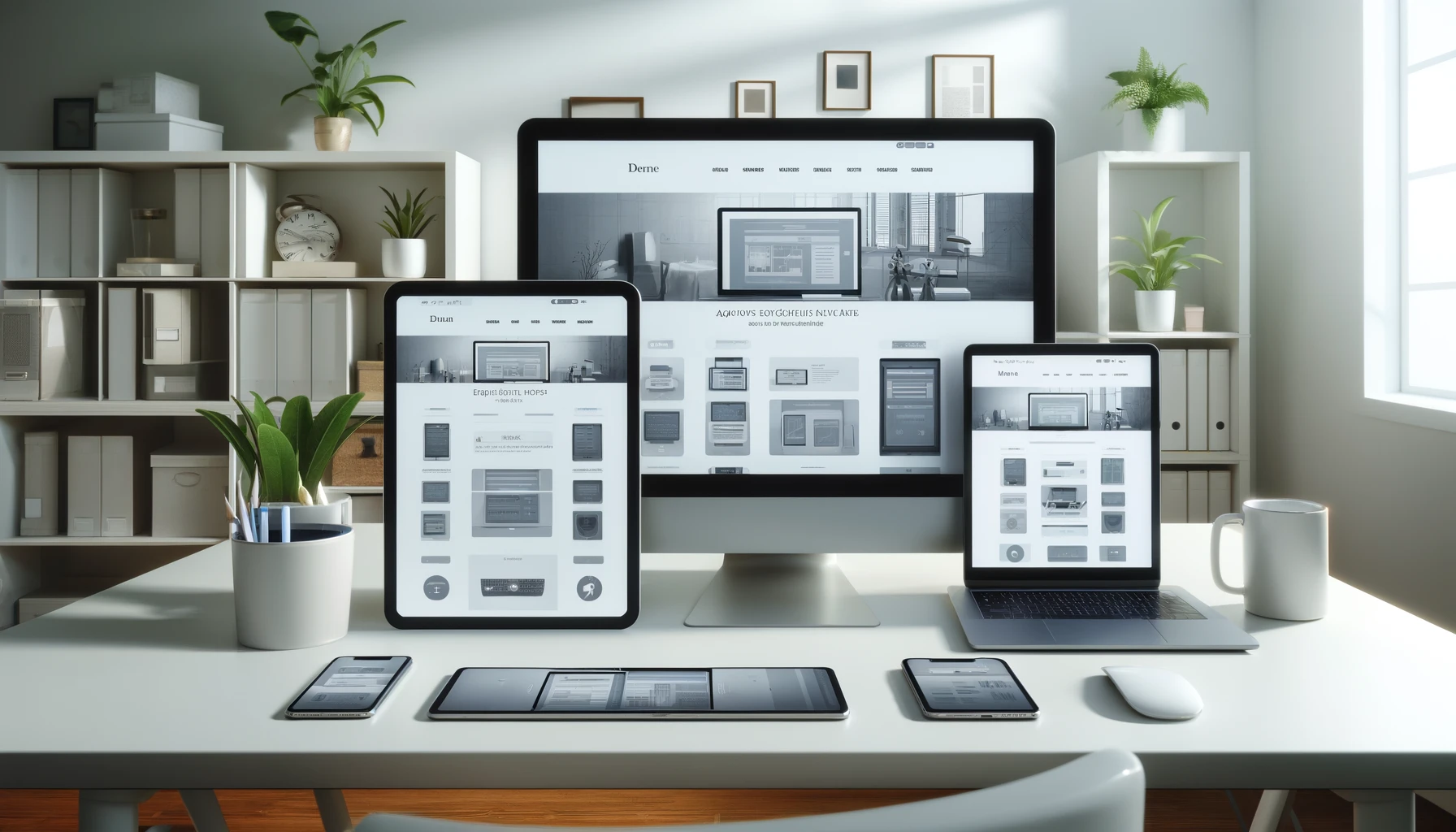 a responsive web design interface on various devices